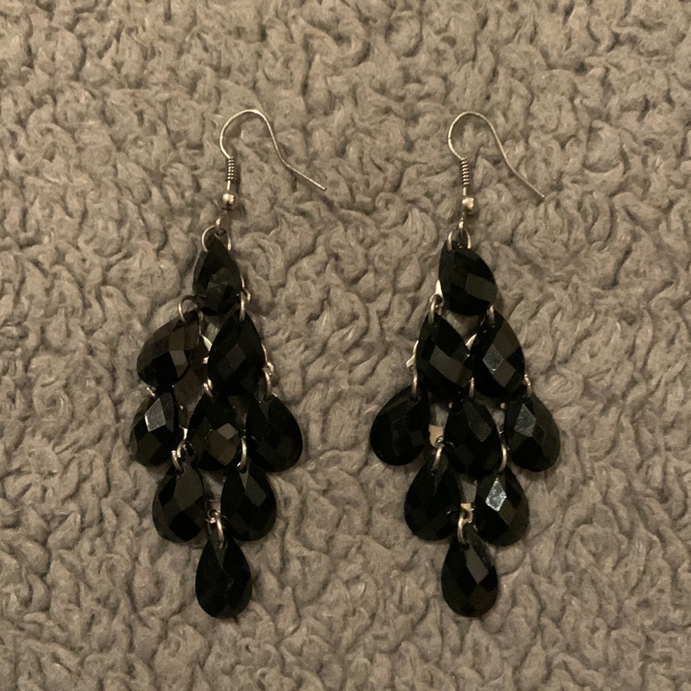 Black chandelier earrings costume jewelry